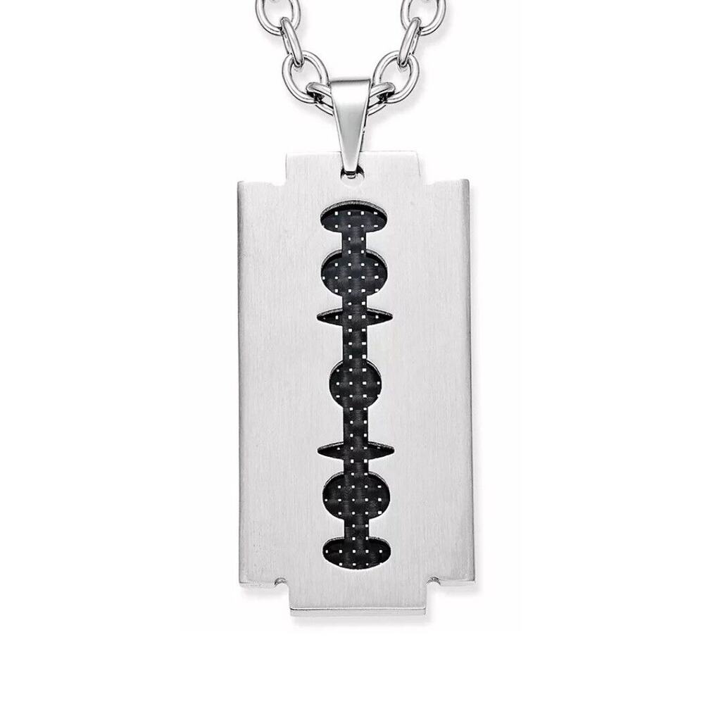 Rhona Sutton Men's Stainless Steel Necklace Sleek Minimal Fashion Style NWT